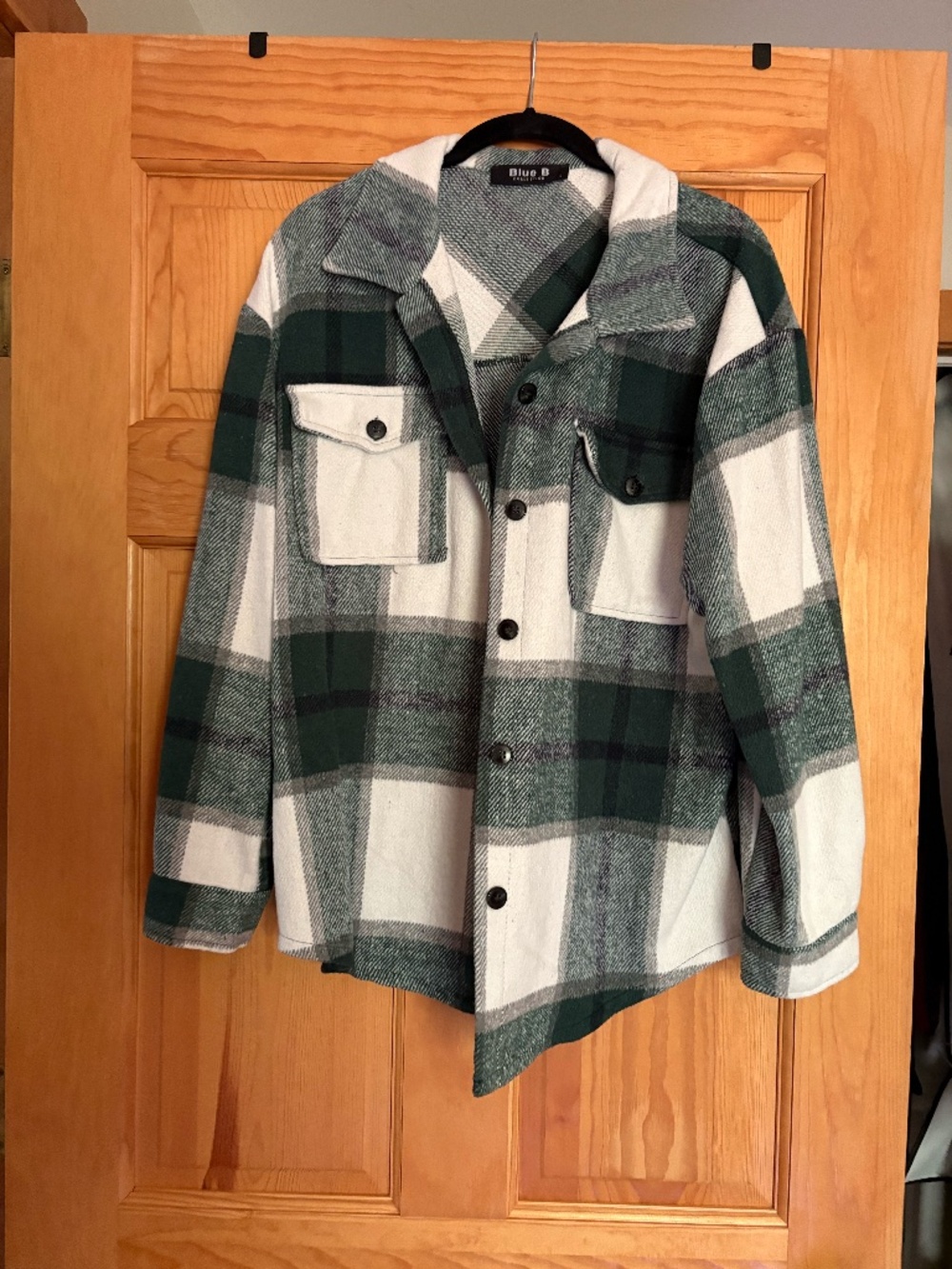 Blue B Green White Plaid Shacket